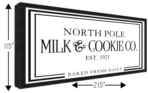 North Pole Milk and Cookie Company 11.5" x 21.5" Framed Christmas Wall Decor  Sign Poster in a Black Wooden Frame with UV Acrylic and Hangers