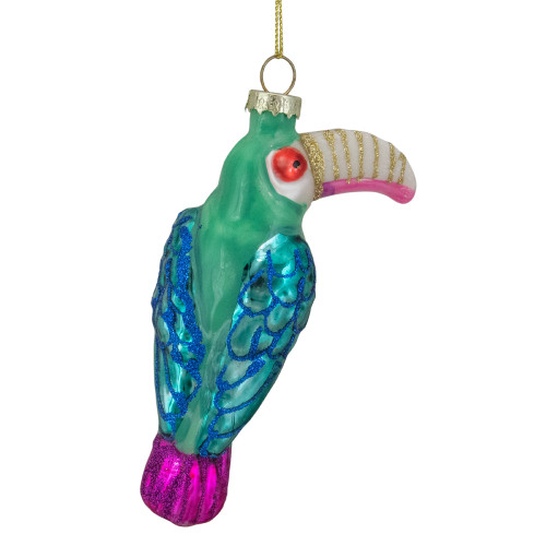 4.75" Multi-Colored Glass Toucan Christmas Ornament