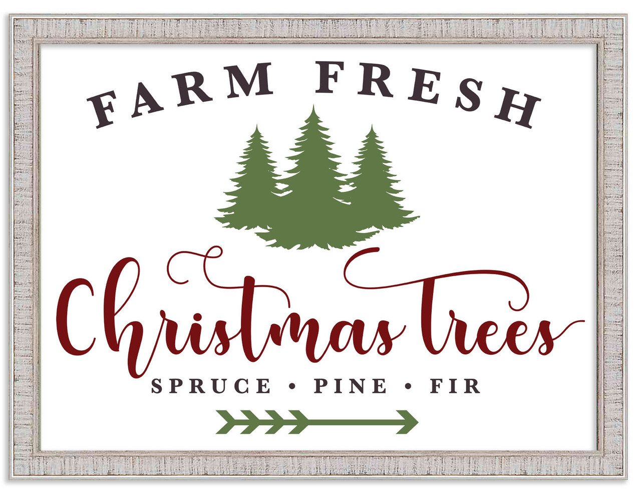 Christmas Trees Farm Fresh 17.5" x 23.5" Framed Christmas Wall Decor Art Print Sign Poster in a White Wooden Frame with UV Acrylic and Hangers