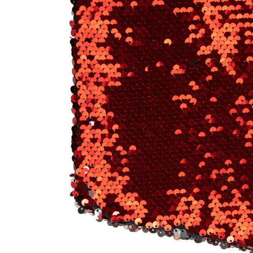 19" Red and Silver Sequin Christmas Stocking With White Faux Fur Cuff