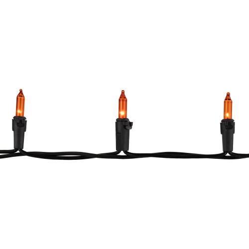 Mini Christmas Lights - Orange - 10' Black Wire - 50ct