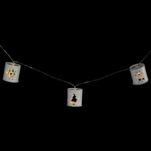 10 B/O LED Warm White Metal Lantern Christmas Lights - 6.25' Clear Wire