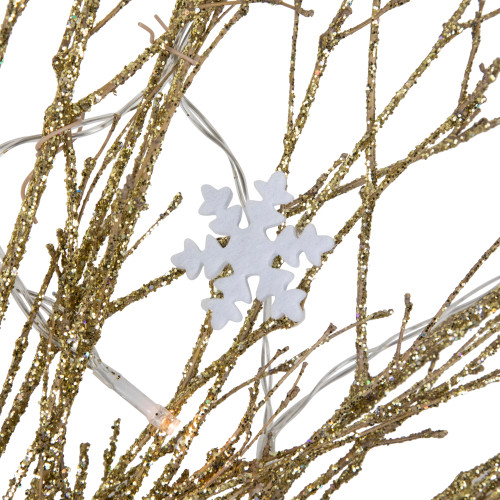 Pre-lit Battery Operated Glittered Twig Christmas Wreath - 28" - Warm White LED Lights