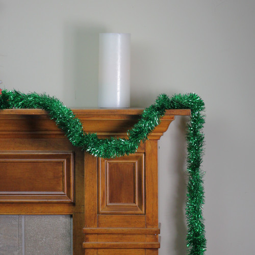 12' Traditional Green Christmas Tinsel Garland - Unlit