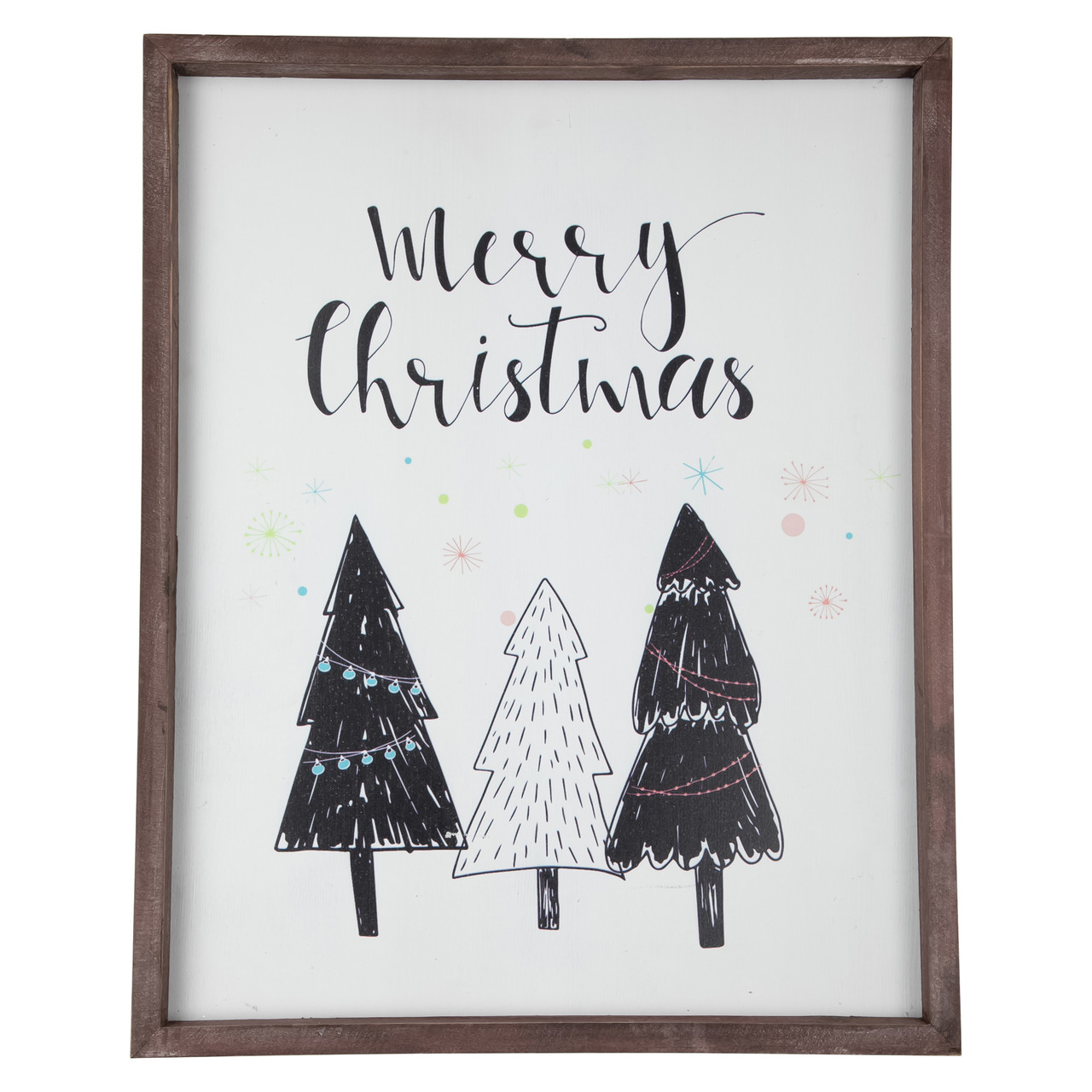 19.5" Merry Christmas with Holiday Trees Wall Sign