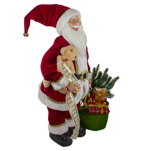 2' Standing Santa Christmas Figure with Presents and a Naughty or Nice List