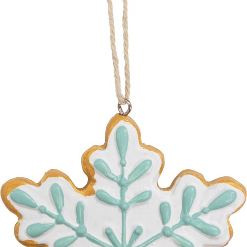 3.75" White and Green Christmas Snowflake Ornament