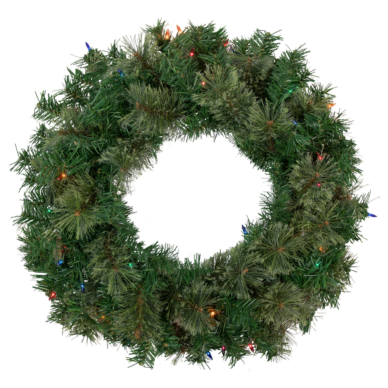 Pre-Lit Oregon Cashmere Pine Artificial Christmas Wreath, 24-Inch, Multi Lights
