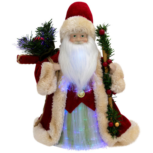 Lighted Color-Changing Fiber Optic Santa Claus Christmas Tree Topper - 12"