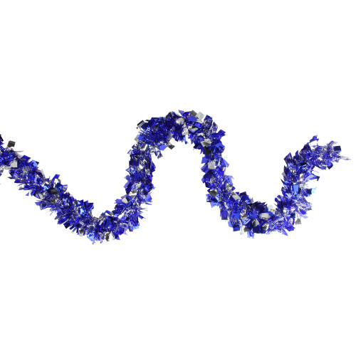 12' x 4" Lavish Blue and Silver Boa Wide Cut Tinsel Christmas Garland - Unlit