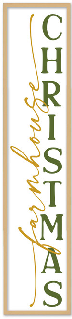 Farmhouse Christmas Tall 10" x 43.5" Framed Christmas Wall Decor Art Print Sign Poster in a Natural Wooden Frame with UV Acrylic and Hangers