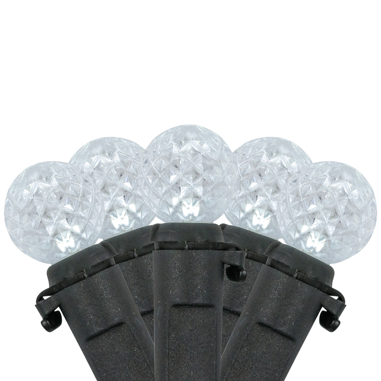 LED G12 Berry Christmas Lights - Pure White - 16' Black Wire - 50 ct