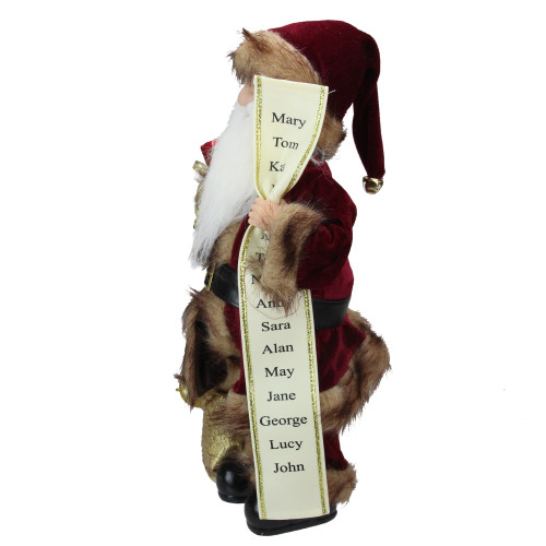 18" Burgundy and Brown Santa Claus with Naughty or Nice List Christmas Figure