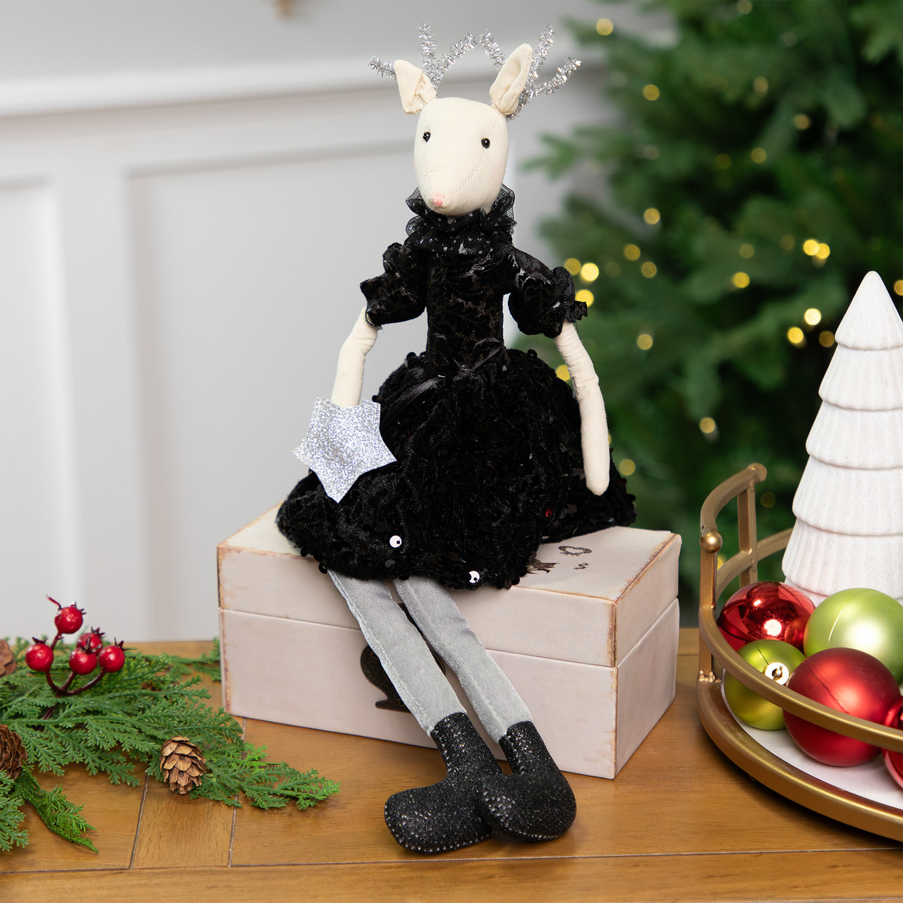 Sitting Reindeer with Dangling Legs Christmas Figure - 18"