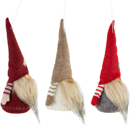 Bearded and Chubby Striped Arms Christmas Gnomes - 10.5" - Set of 3