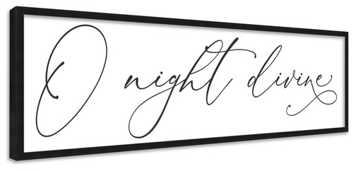 O Night Divine 7.5" x 25.5" Framed Christmas Wall Decor Art Print Sign Poster in a Black Wooden Frame with UV Acrylic and Hangers
