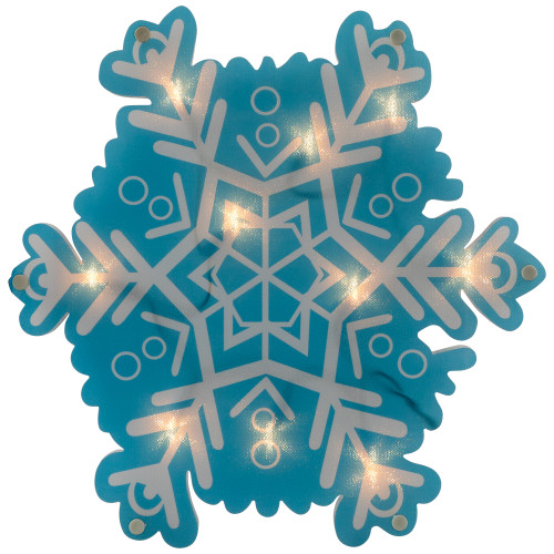 11.75" Lighted Blue and White Snowflake Christmas Window Silhouette