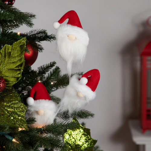 Set of 2 Plush Red and White Santa Gnome Christmas Picks 27"