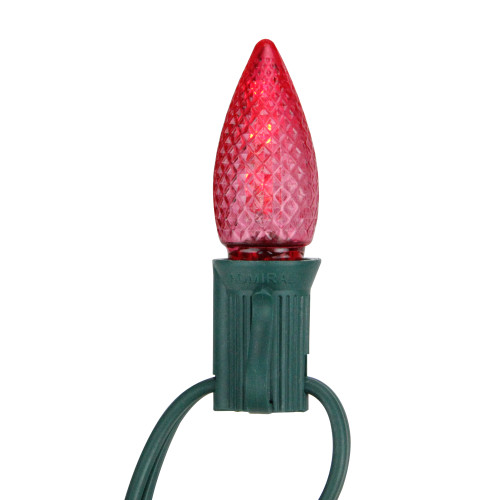 Pack of 4 Faceted Transparent Red LED C7 Christmas Replacement Bulbs