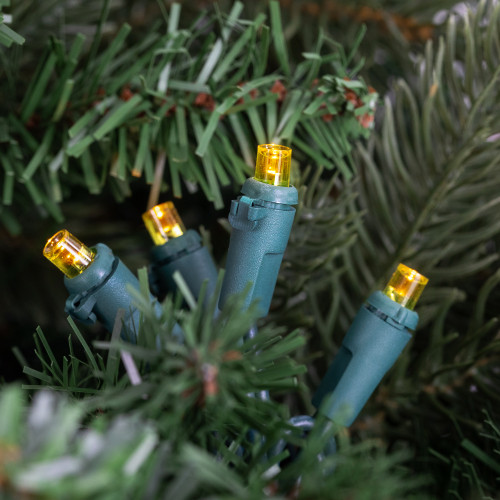 Wide Angle LED Christmas Lights - Yellow - 33' Green Wire - 100 ct