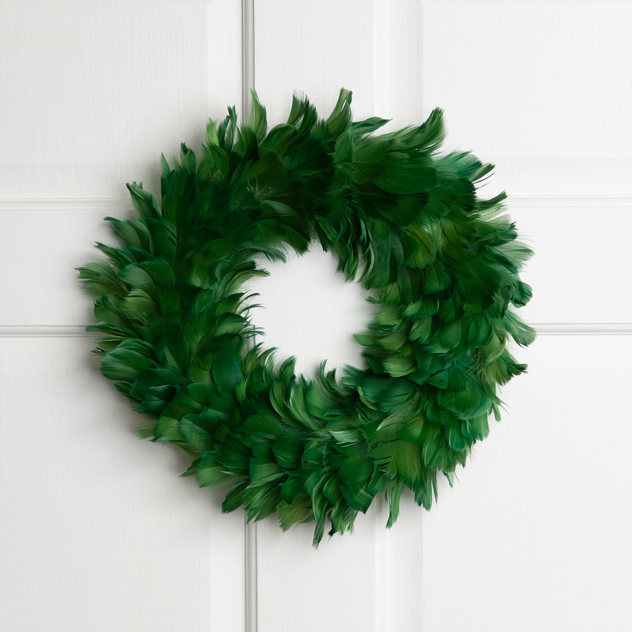 Wispy Feather Christmas Wreath - 14.5" - Unlit - Green