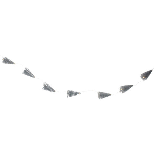 LED Lighted Battery Operated Silver Mini Sisal Tree Christmas Garland - 6.5' - Warm White Lights