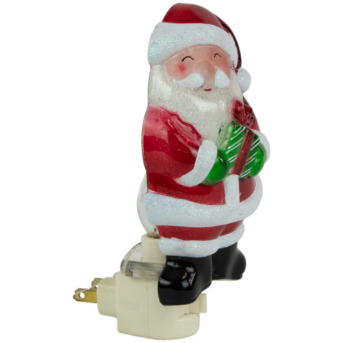 6.75" Santa with Gift Frosted Christmas Night Light