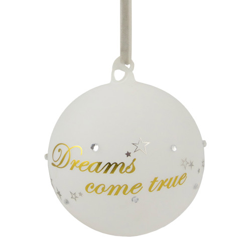4.5" Reindeer Frosted 'Dreams Come True' Glass Christmas Ornament