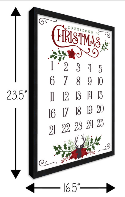 Countdown to Christmas 16.5" x 23.5" Framed Christmas Wall Decor Art Print Sign Poster in a Black Wooden Frame with UV Acrylic and Hangers