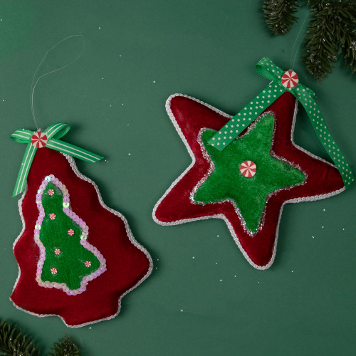 8" Red and Green Peppermint Star Christmas Ornament