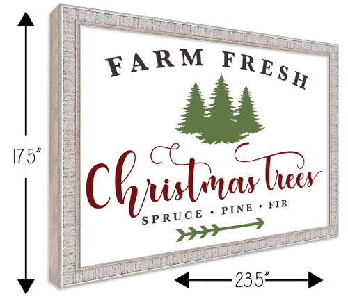 Christmas Trees Farm Fresh 17.5" x 23.5" Framed Christmas Wall Decor Art Print Sign Poster in a White Wooden Frame with UV Acrylic and Hangers