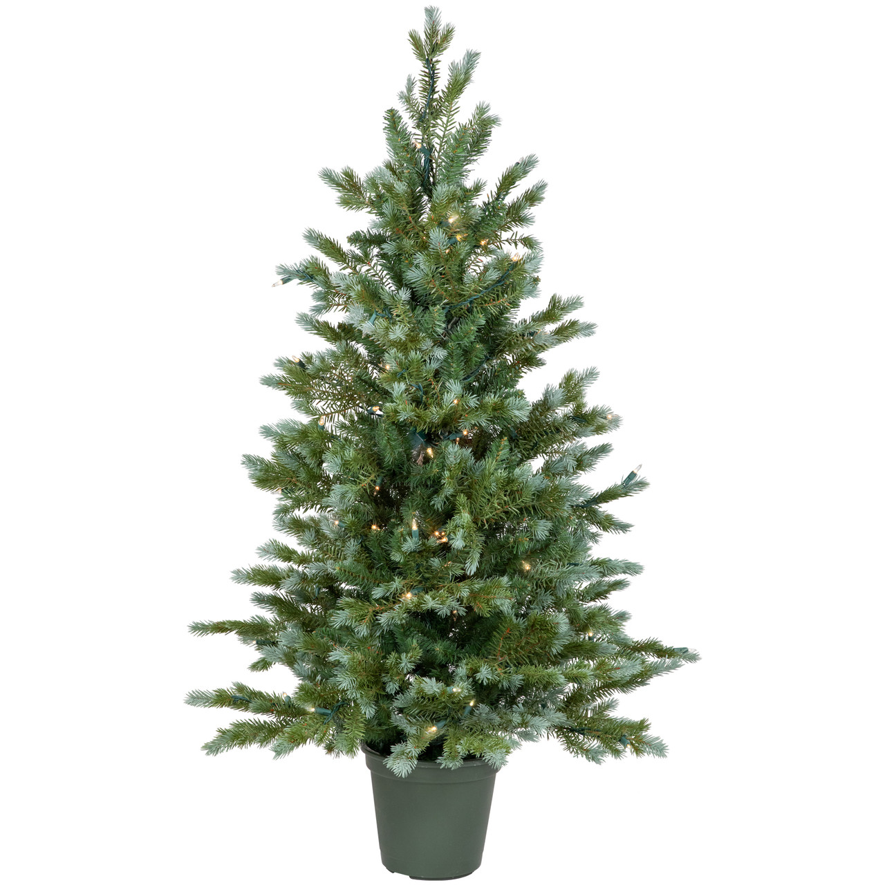 4' Potted Blue Spruce Artificial Christmas Tree, Clear Lights