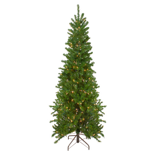 7.5' Pre-Lit Pencil Canadian Pine Artificial Christmas Tree - Clear Lights