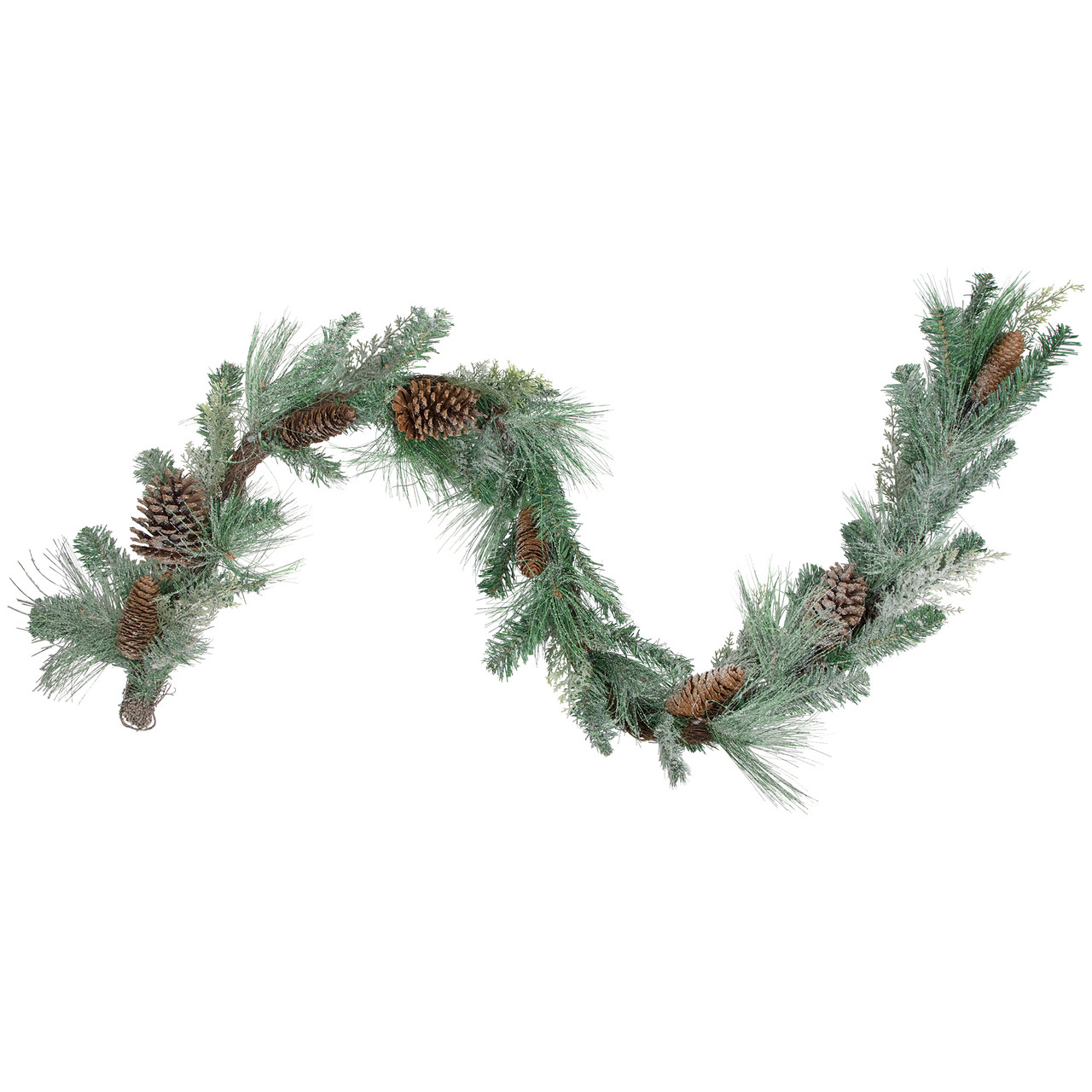 Frosted Mixed Pine and Pine Cones Artificial Christmas Garland - 6' x 9" - Unlit