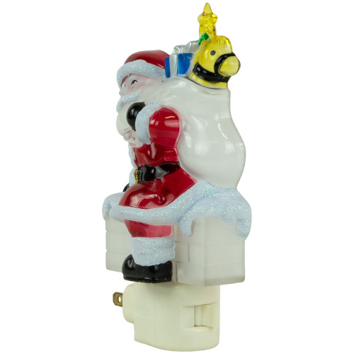 6.25" Santa in Chimney Frosted Christmas Night Light