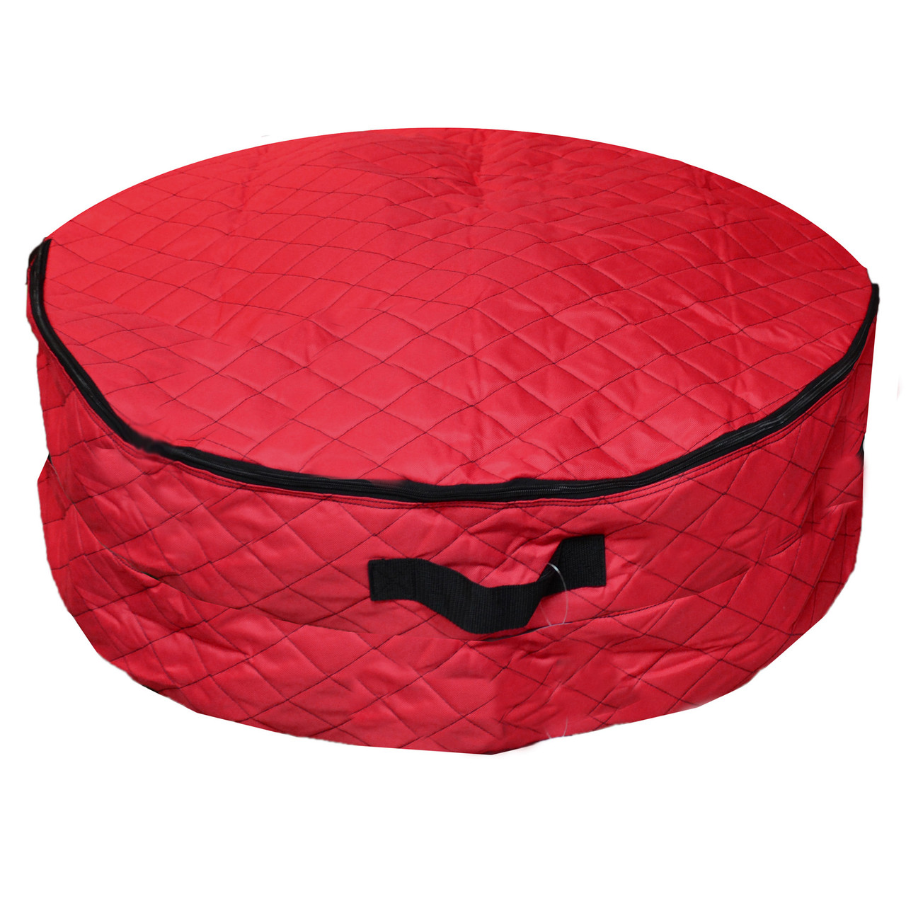 2-in-1 Quilted Red Zip Up Christmas Garland and Wreath Storage Bag 36"