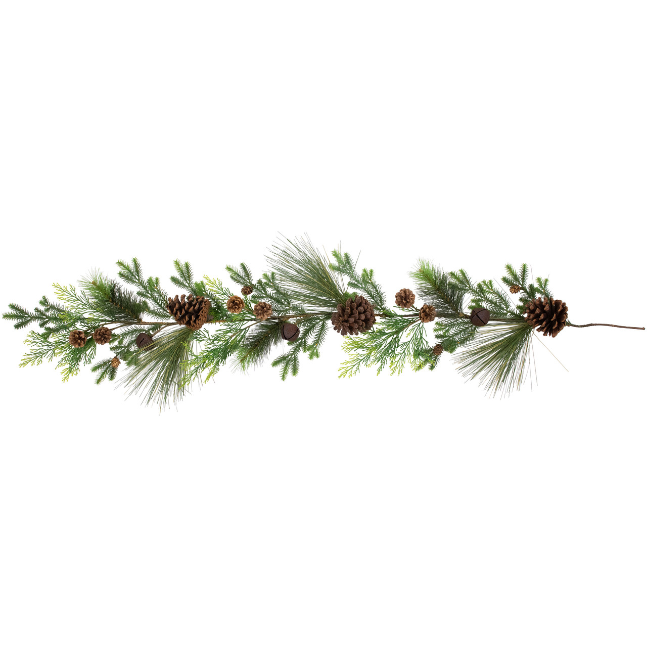 Real Touch?? Jingle Bells and Pinecones Artificial Christmas Garland - 5' x 10" - Unlit