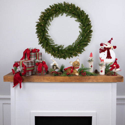 Pre-Lit Rockwood Pine Artificial Christmas Wreath, 36-Inch, Clear Lights