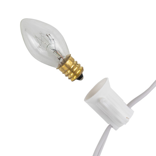 25 Count Clear C7 Christmas Lights, 24ft White Wire