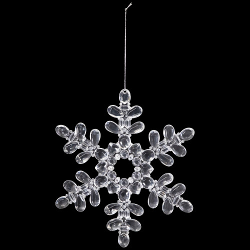 Snowflake Acrylic Christmas Ornaments - 7" - Clear - Set of 6