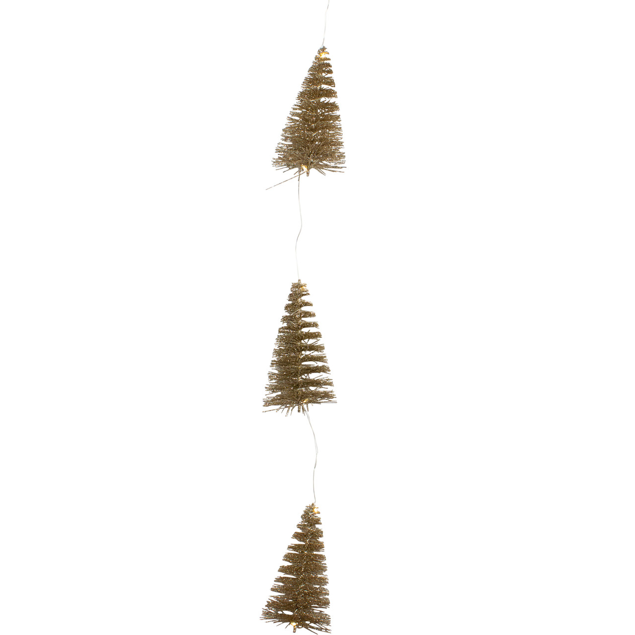 LED Lighted Battery Operated Gold Mini Sisal Tree Christmas Garland - 6.5' - Warm White Lights