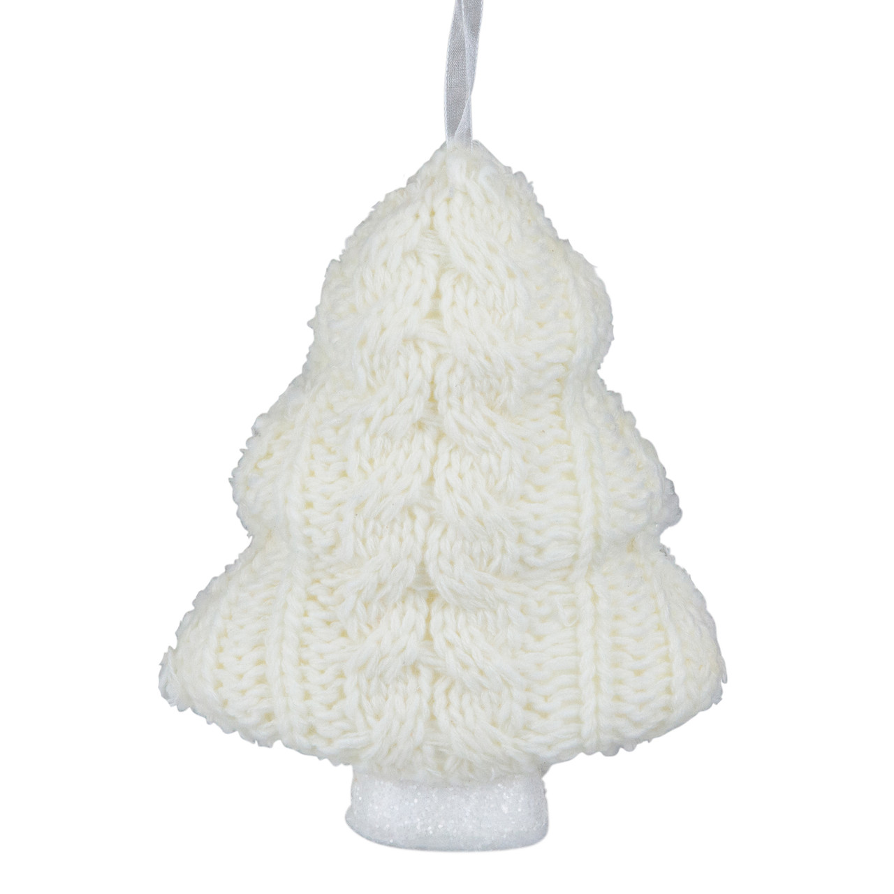 6" Cream Cable Knit Christmas Tree Shaped Ornament