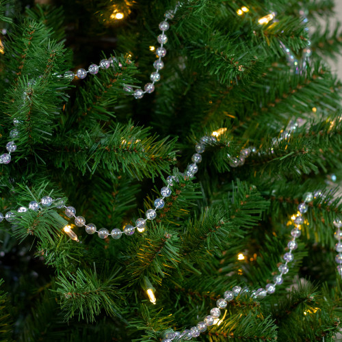 33' x .5"  Clear Iridescent Beaded Artificial Christmas Garland, Unlit