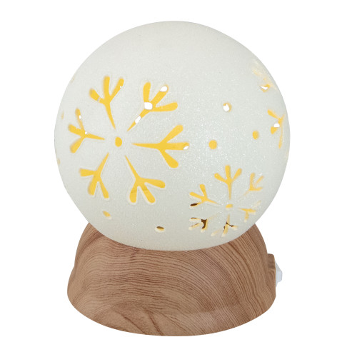 6.5" Lighted White and Brown Globe with Snowflakes