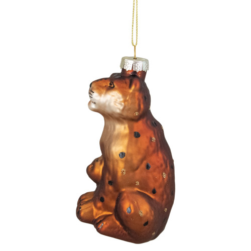 4" Orange and Black Glass Lion Christmas Ornament