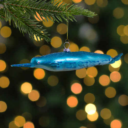 7.5" Blue Glass Pipefish Christmas Ornament