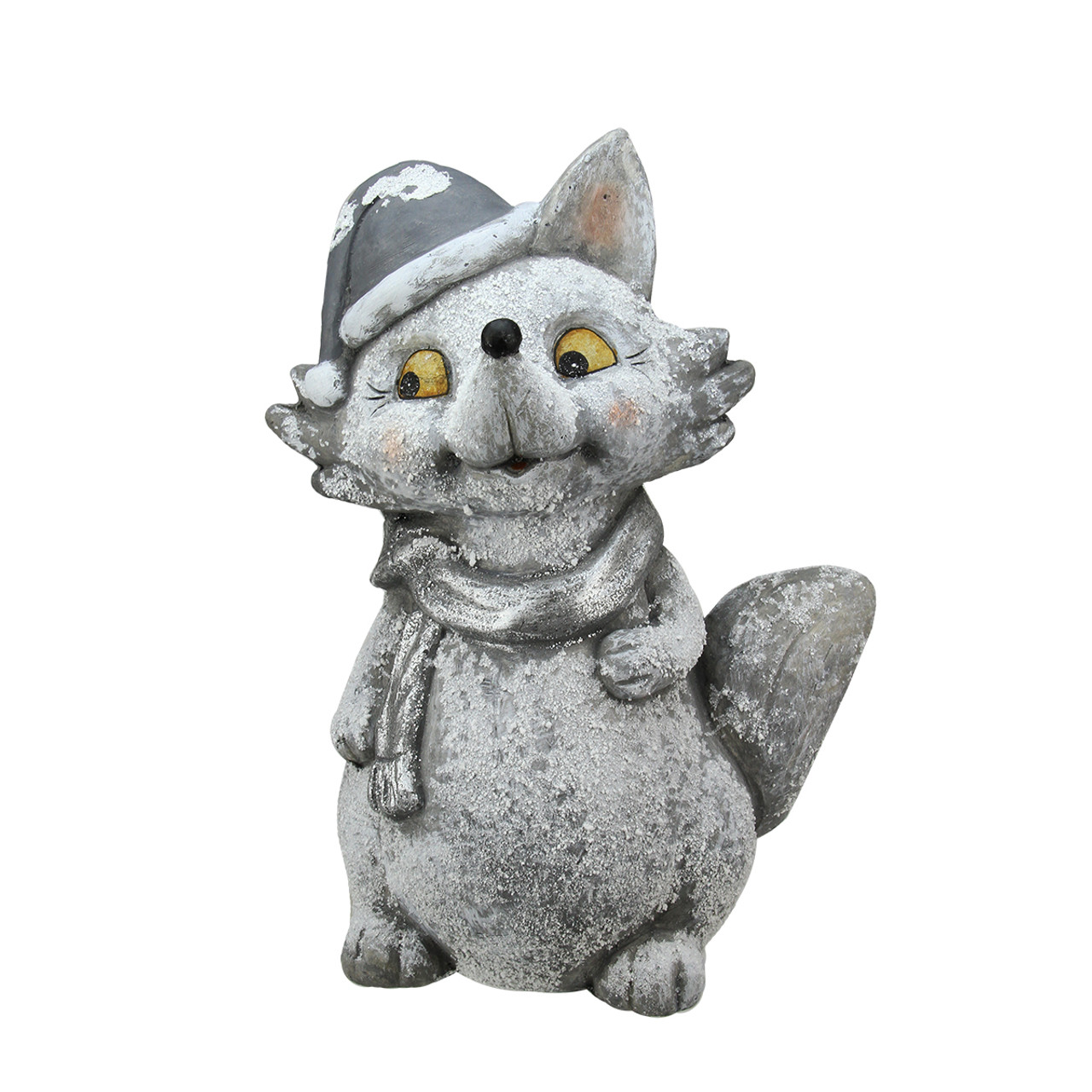 Weathered Whimsical Silver Fox Christmas Decoration - 18" - Grey