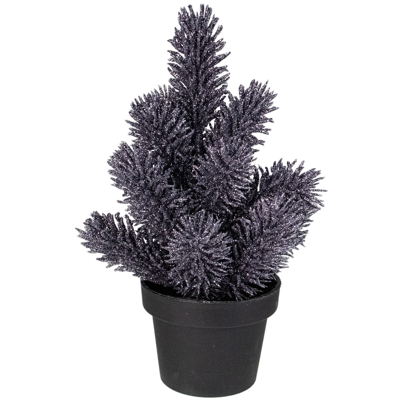 Potted Metallic Glitter Artificial Mini Pine Christmas Tree - 8.5" - Unlit