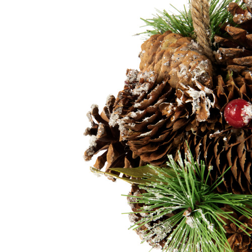5.5" Red Ornament, Pinecone and Mixed Foliage Hanging Christmas Ball Ornament