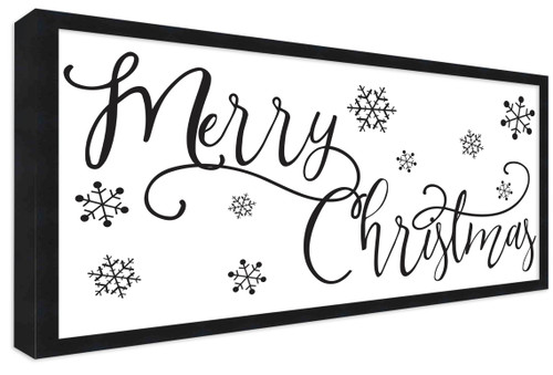 Merry Christmas 11.5" x 21.5" Framed Christmas Wall Decor Art Print Sign Poster in a Black Wooden Frame with UV Acrylic and Hangers